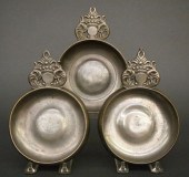 3 PEWTER PORRINGERSThree early