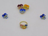 3 PIECE 14KT. GOLD SET, ENAMEL