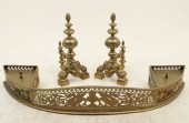 3 PIECE ANTIQUE BRASS FIRE SER
