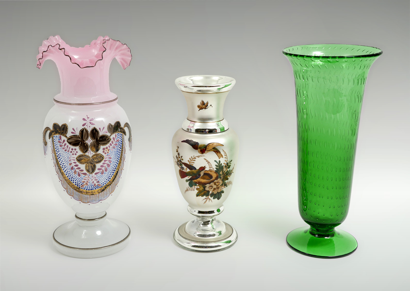 3 PIECE ART GLASS VASE