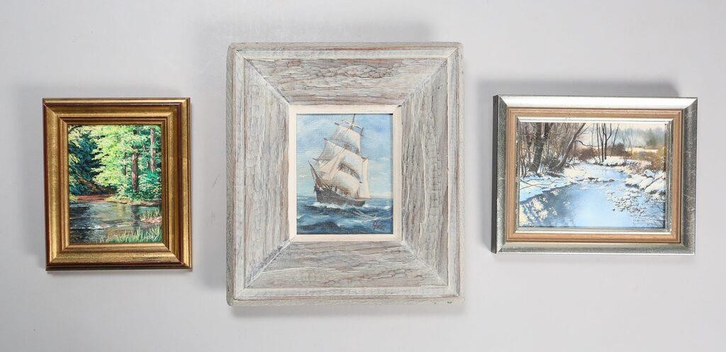 3 PIECE ART LOT3 signed paintings