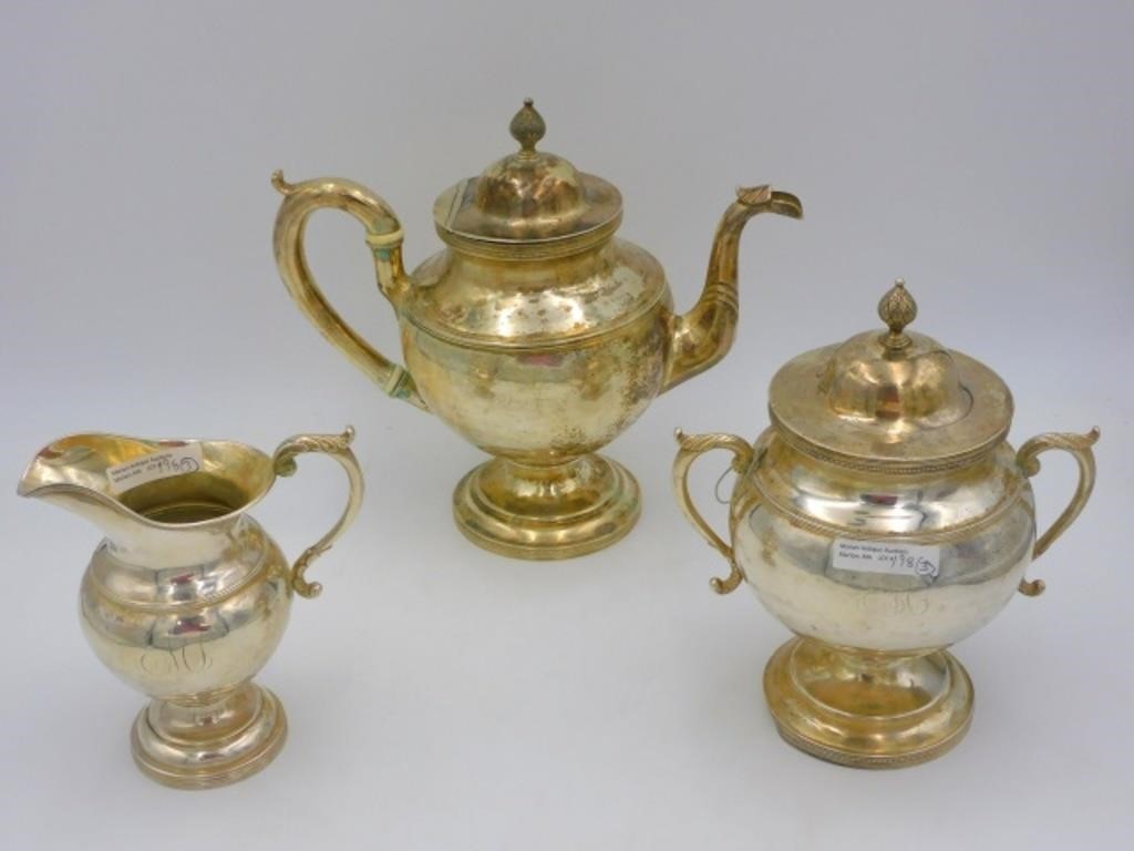 (3) PIECE ASSEMBLED COIN SILVER TEA