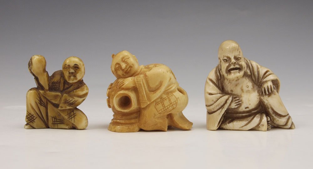 3 PIECE CARVED IVORY FIGURES