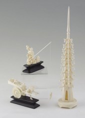 3 PIECE CARVED IVORY TOWER RIC