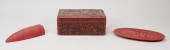 3 PIECE CHINESE CINNABAR LOT3