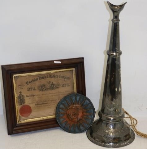 3 PIECE FIRE MEMORABILIA LOT TO