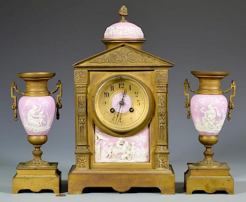 3-PIECE GILT BRONZE FRENCH
