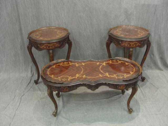 3 Piece Inlaid Coffee Set. Pair