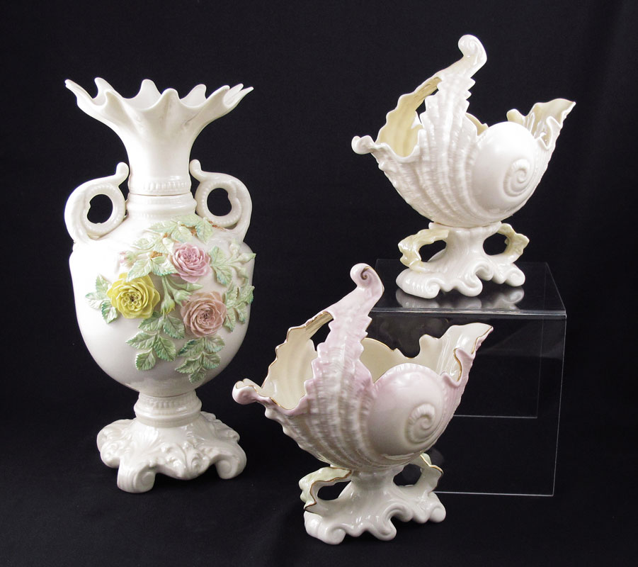 3 PIECE IRISH BELLEEK PORCELAIN: To