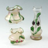 3 PIECE LOETZ ART GLASS VASES: