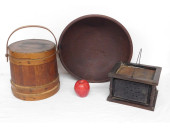 3 PIECE LOT FIRKIN, BOWL AND F