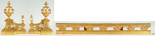 3-PIECE LOUIS XVI GILT BRONZE &