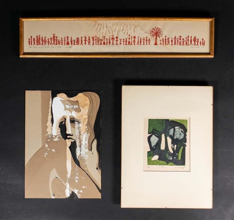 3 PIECE MODERN ART LOT3 piece art