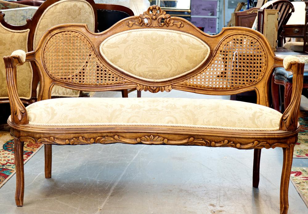 3 PIECE OAK AND WICKER PARLOR