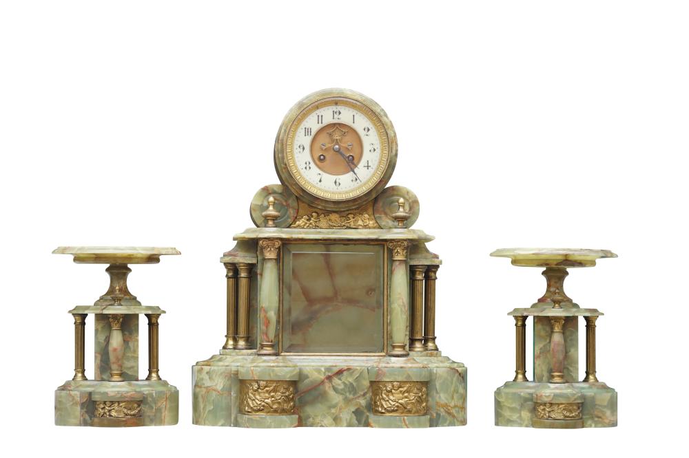 3 PIECE ONYX FRENCH CLOCK