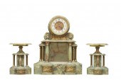3 PIECE ONYX FRENCH CLOCK SETT