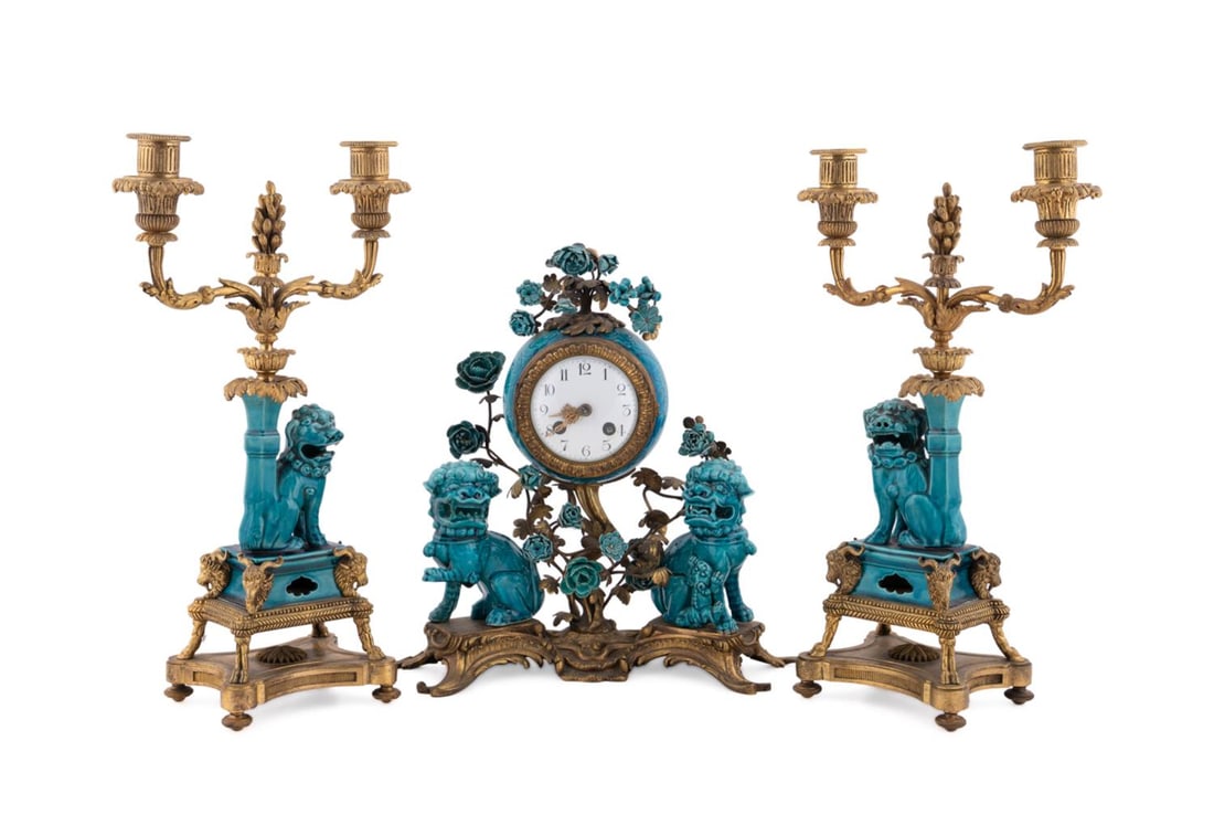 3 PIECE ORMOLU MOUNTED BUDDHIST