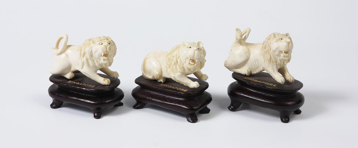 3 PIECE SINGAPORE CARVED IVORY