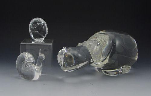 3 PIECE STEUBEN CRYSTAL ANIMAL LOT: