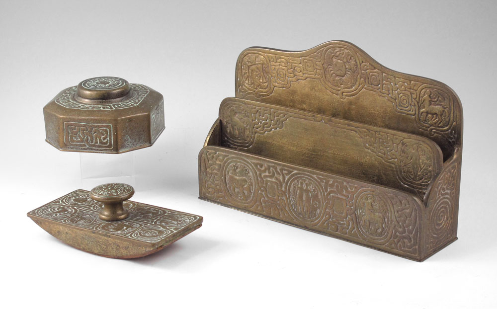 3 PIECE TIFFANY STUDIOS ZODIAC