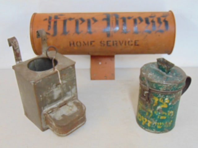 3 PIECE TOLE LOT, MAILBOX,