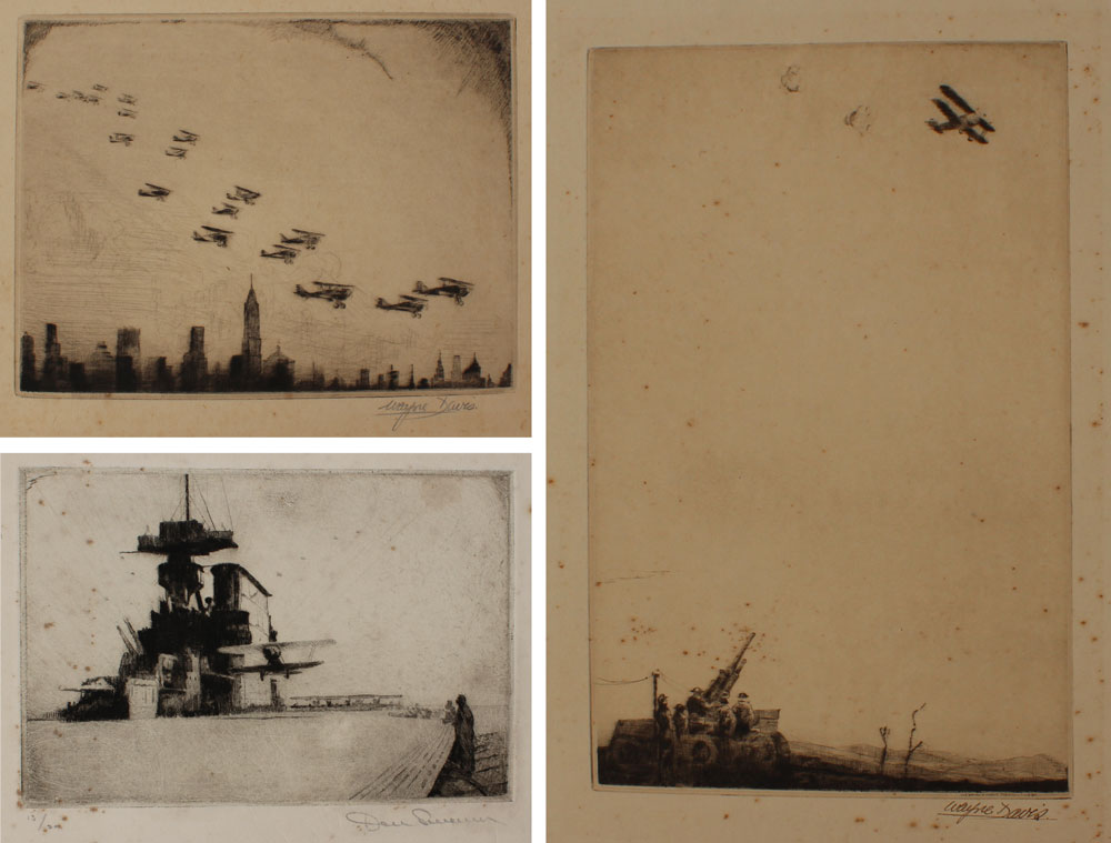 3 PIECE WORLD WAR II ERA ETCHING