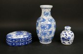 3 PIECES BLUE & WHITE CHINESE