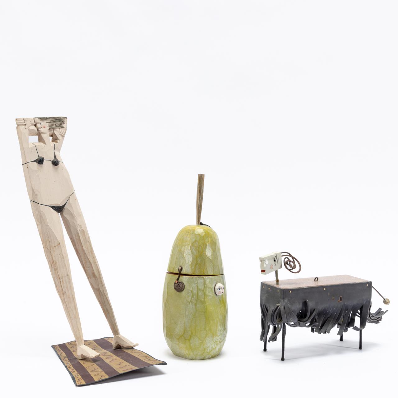 3 PIECES, DAN HALE, CARVED &