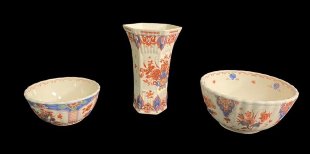 3 PIECES DELFT PORCELAIN2 bowls,