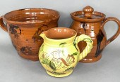 3 PIECES FOLK ART REDWARE BY B