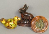 3 PIECES FOLK ART REDWARE BY B