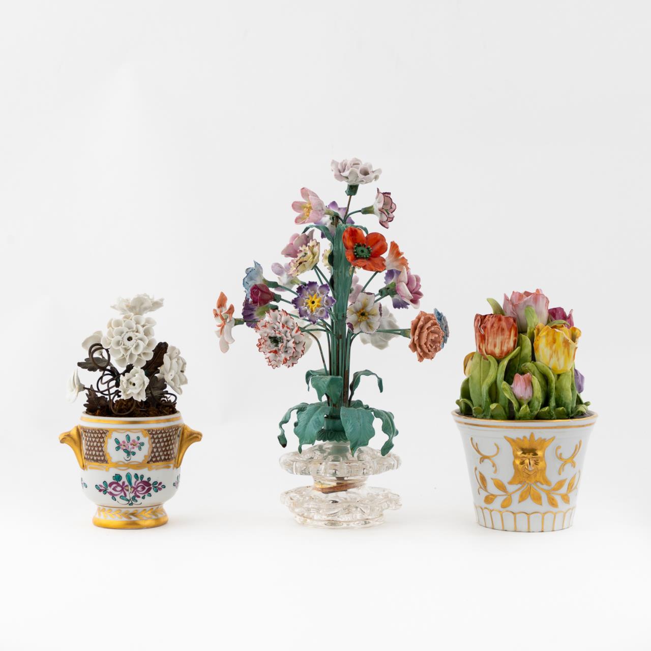 3 PIECES, FRENCH PORCELAIN FLORAL