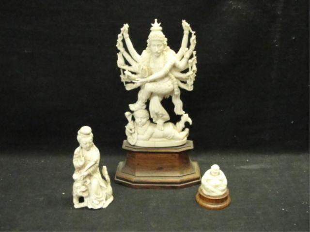 3 Pieces of Carved Ivory. From a
