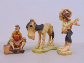 3 PIECES OF CHALKWARE, DONKEY,