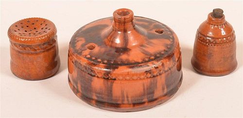 3 PIECES OF SHOONER MOTTLE GLAZED