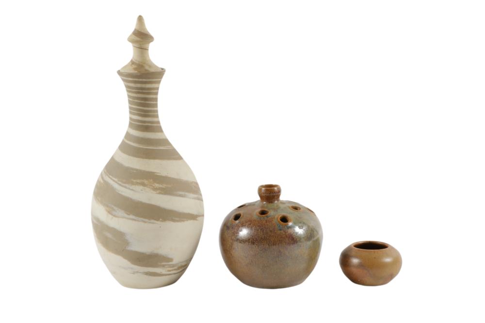 3 PIECES OF W. J. GORDY POTTERY, 10