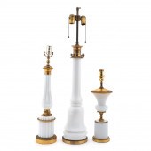 3 PIECES, OPALINE AND METAL MO