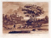 3 pieces.  Sepia Etchings. Lor
