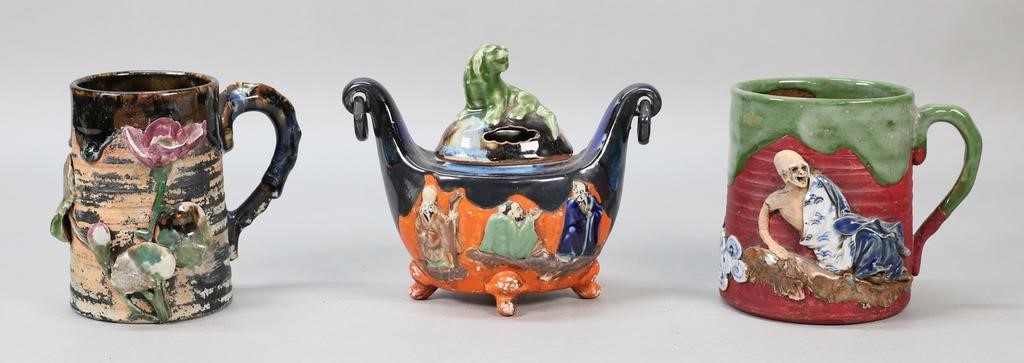 3 PIECES SUMIDA POTTERY3 pieces
