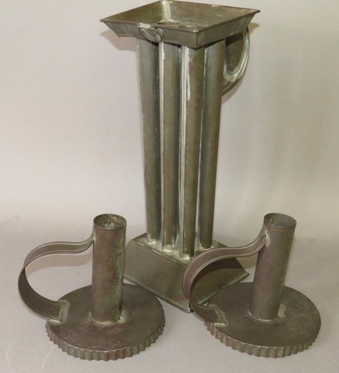 3 PIECES TINWARE RELATED TO
