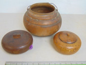 3 PIECES TREENWARE, LARGE WOOD