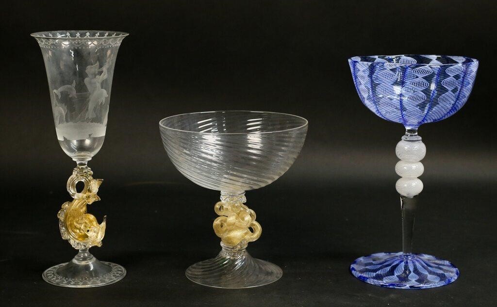 3 PIECES VENETIAN GLASS3 pieces