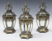 (3) PIERCED GILT METAL HEXAGON