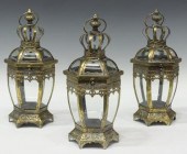 (3) PIERCED GILT METAL HEXAGON