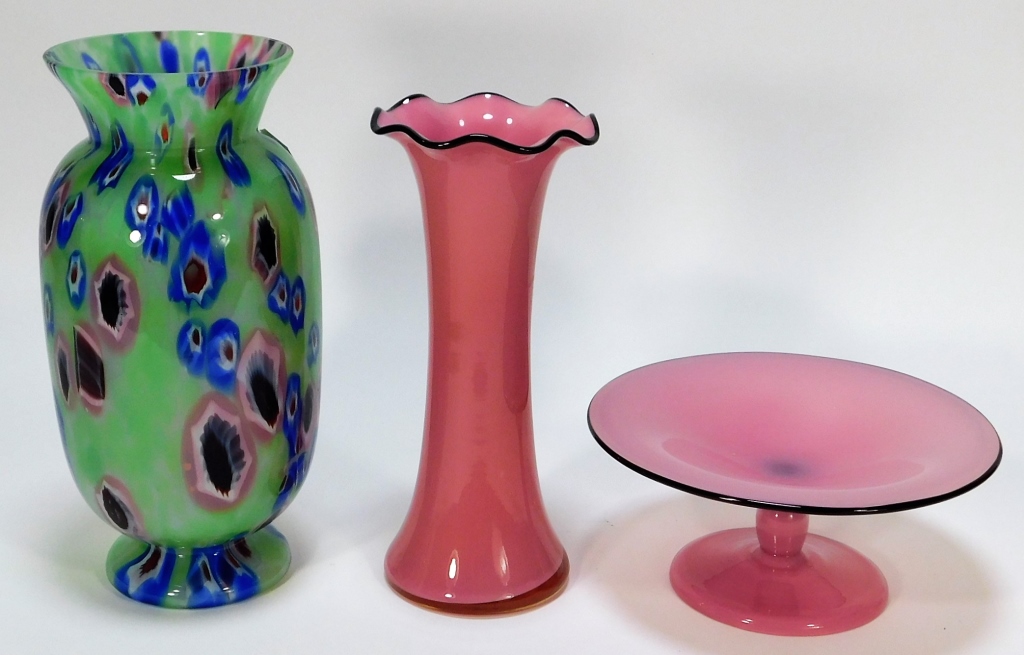 3 PINK MINT BOHEMIAN CZECH ART
