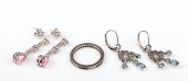 (3) Platinum and gold earrings