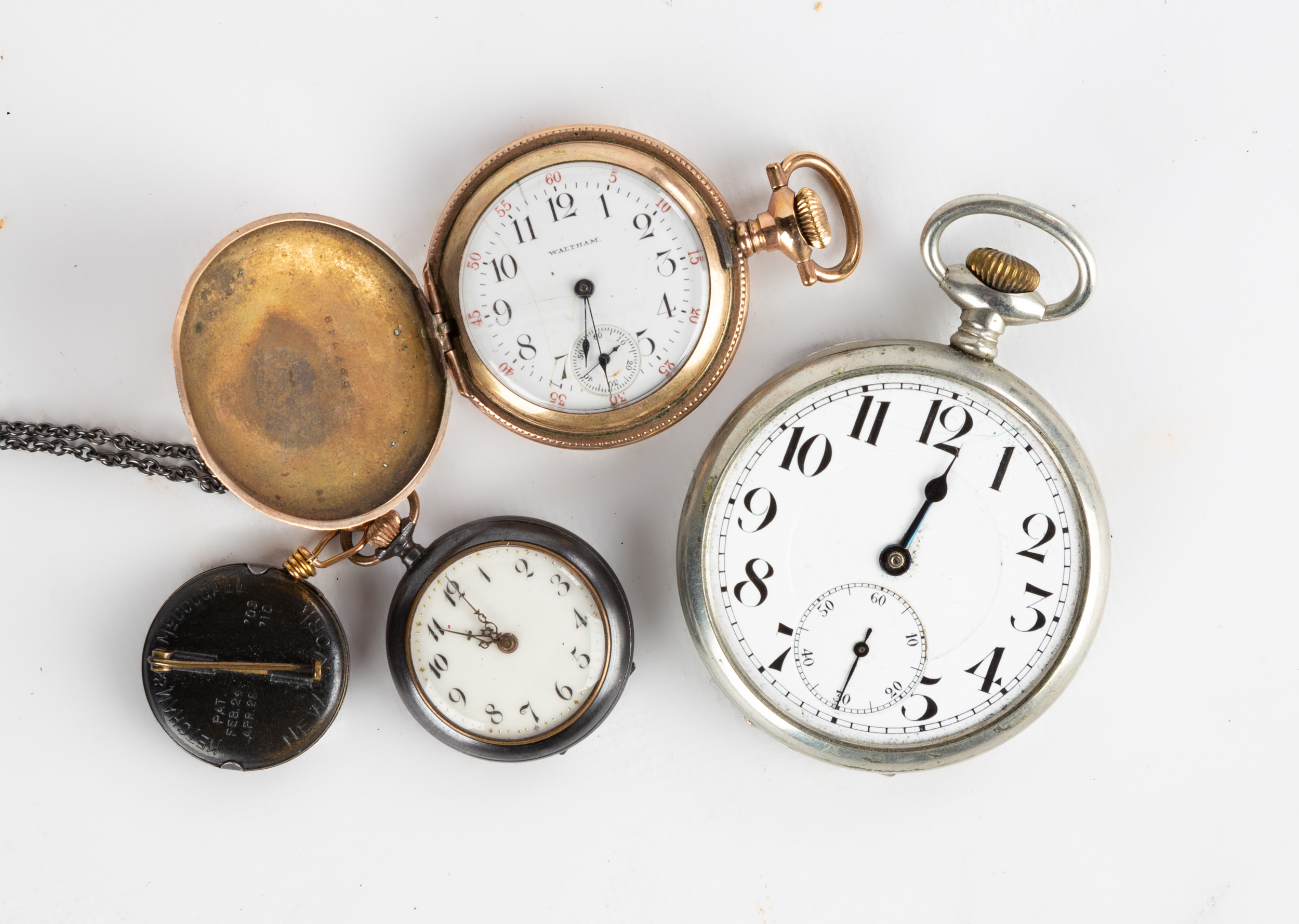 (3) POCKET WATCHES Ladies black