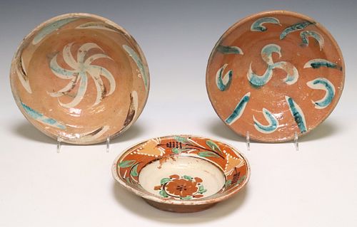 (3) POLYCHROME GLAZED FOLK ART