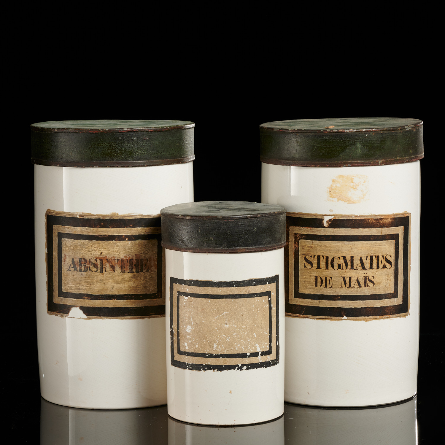 (3) PORCELAIN APOTHECARY JARS