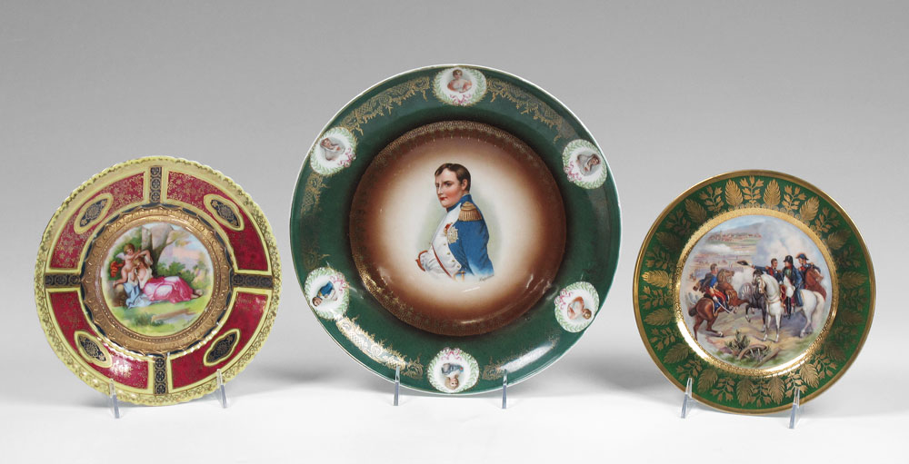 3 PORCELAIN CABINET PLATES: 1) An